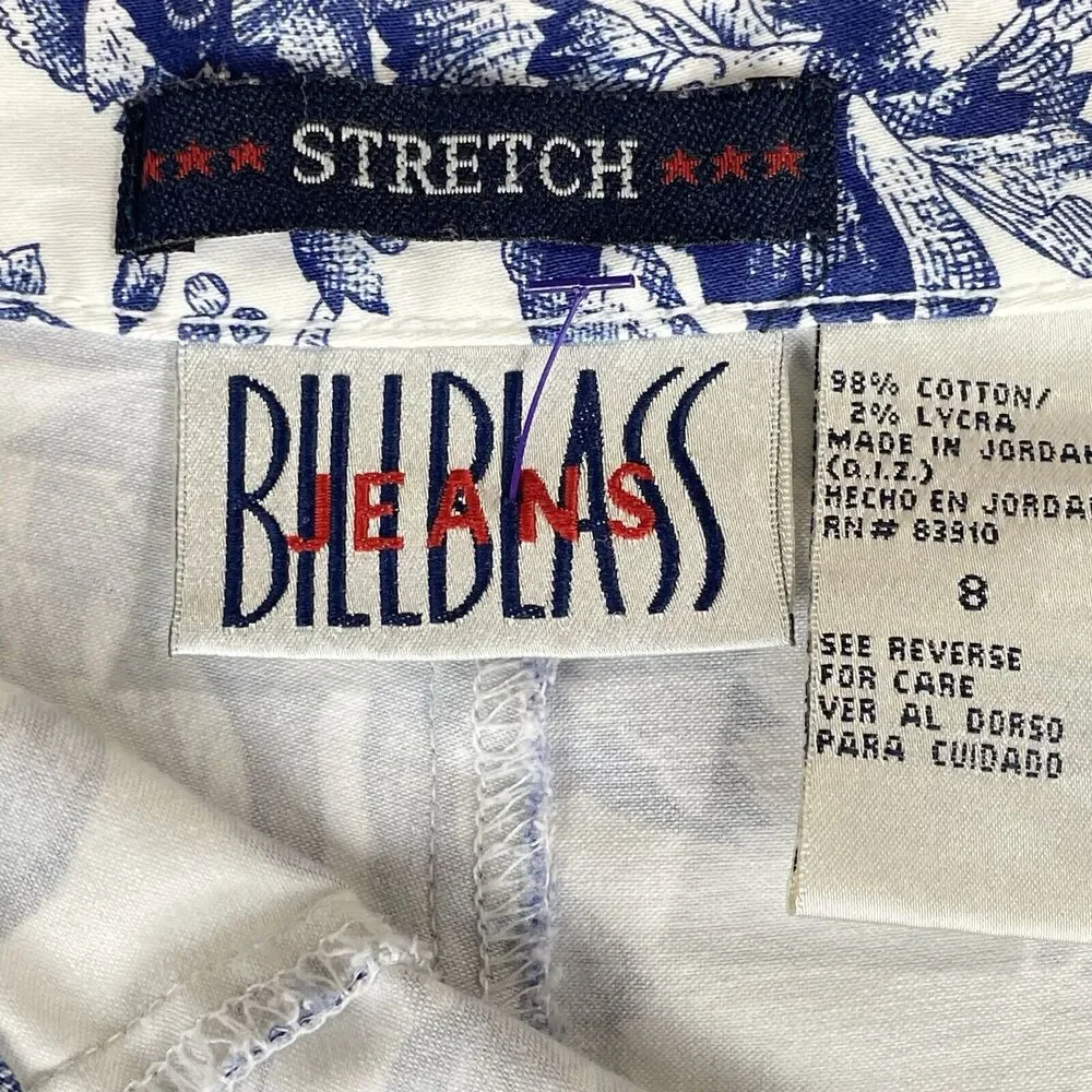 Bill Blass White Floral Print Capri Jeans Women's 8 Perfect Fit High Rise Mom - Picture 7 of 16